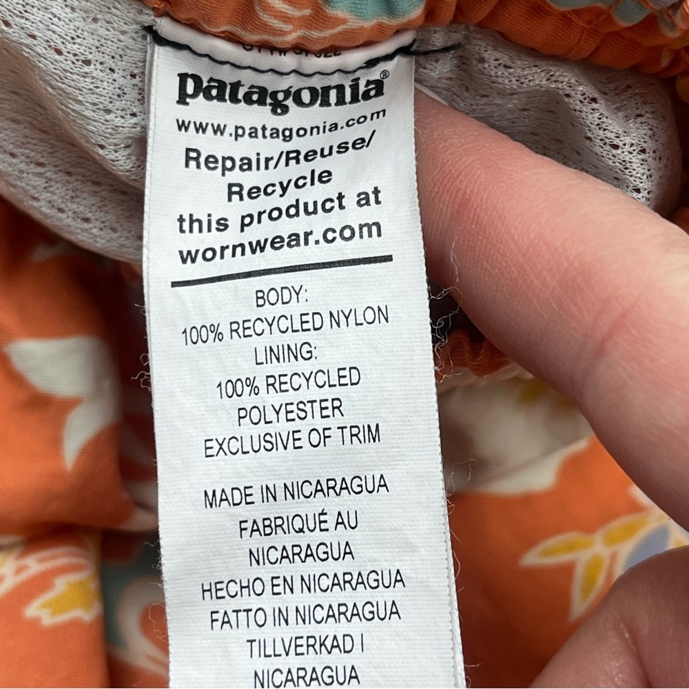 Patagonia Shells Orange Floral Mens Swim Shorts Trunks Size XL Lined Tropical - Picture 3 of 15